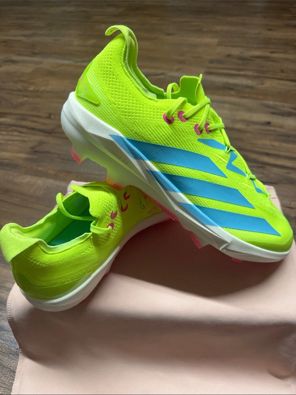 adidas Adizero Electric+ 2.0 Lime/Pink TPU Baseball Cleas